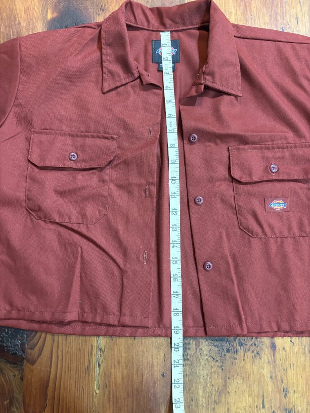 Cropped Dickies Work Shirt Burgundy - Picture 3 of 4